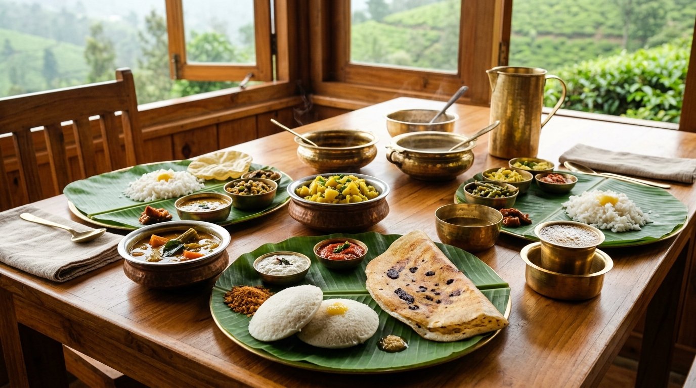 Fresh authentic South Indian home cooked meal spread