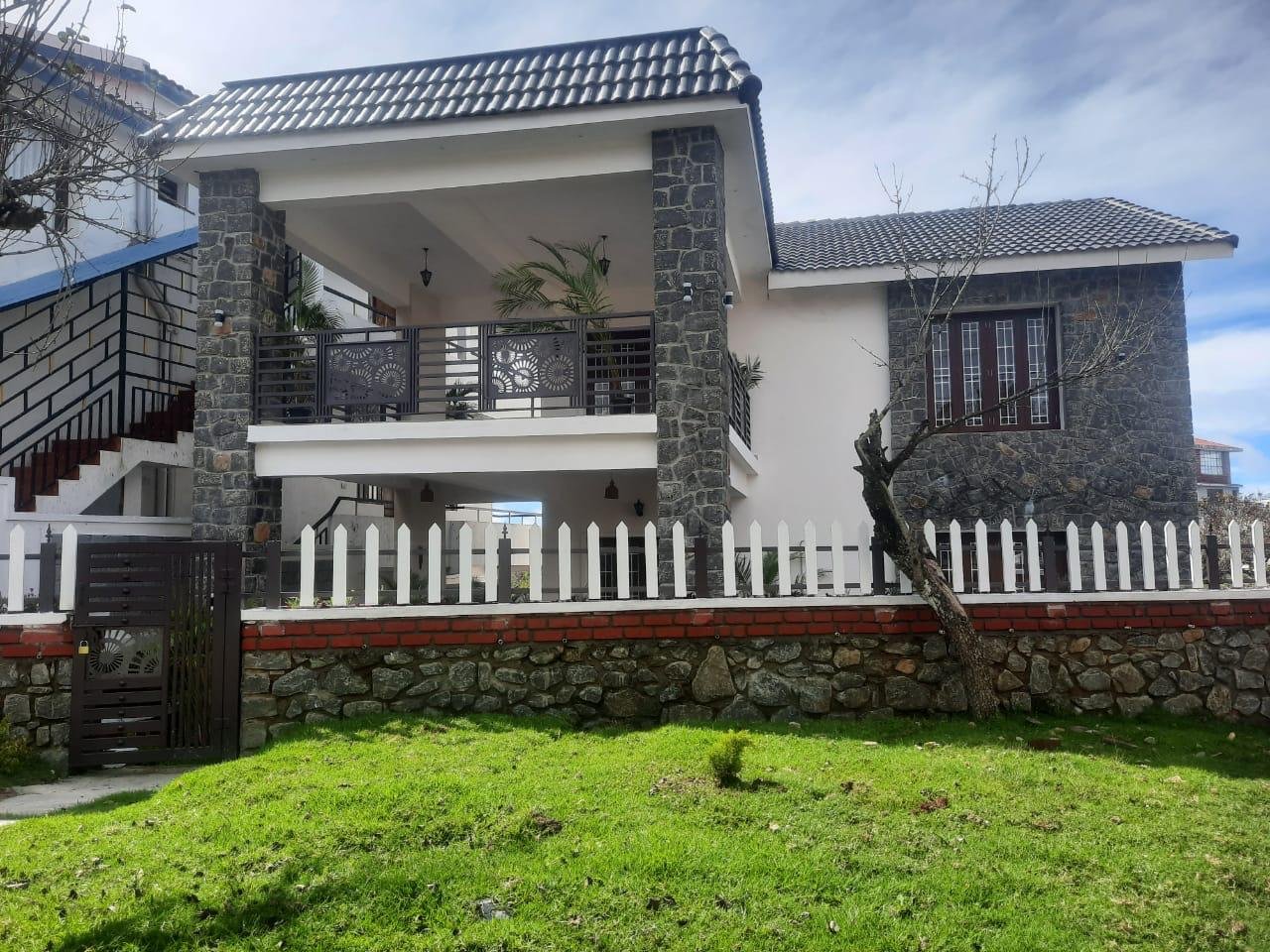 Stone architecture cottage front elevation